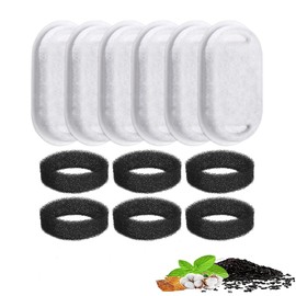 Cat Water Fountain Filters,Cat Fountain Filters Set,6 Pcs Activated Carbon Filters 6 Pcs Foam Sponges,Pet Filter,Replacement Pet Fountain Filters for 3.2L/2L Stainless Steel Cat Water Fountains