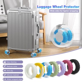 UMUST 8Pcs Luggage Wheel Covers,Silicone Suitcase Cover for 2-2.4'' Spinner Wheel,Upgrade Suitcase Carry On Luggage Wheels Protector, Essential Travel Accessory(Gradual Blue)