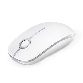 Wireless Mouse, Vssoplor 2.4G Slim Portable Computer Mice with Nano Receiver for Notebook, PC, Laptop, Computer (White and Silver)