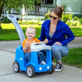 Simplay3 Roll and Stroll Quiet Ride-On Toddler Toy Push Car, with Seatbelt, for Toddlers Ages 1.5-4 yrs., Blue