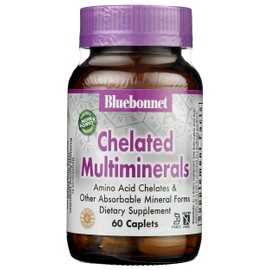 Bluebonnet Nutrition High Potency Chelated Multiminerals, Albion Chelated Minerals, Soy-Free, Gluten-Free, Non-GMO, Kosher Certified, Dairy-Free, 60 Caplets, 20 Servings