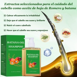 Batana Oil Shampoo, Champú de Aceite de Batana, Shampoo De Batana, Aceite de Batana y Romero, Champú de Aceite para Nutre en Profundidad y Repara el Cabello Seco y Quebradizo (300ml)