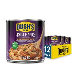 BUSH'S BEST Canned Slow-Simmered White Chili Magic Starter (Pack of 12), Source of Plant Based Protein and Fiber, Low Fat, Gluten Free, 15.5 oz