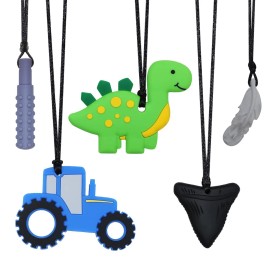 KongNai Chew Necklace for Sensory Kids, 5Pcs Chewy Necklaces for Boys and Girls