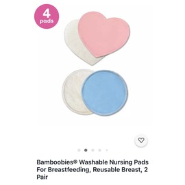 Bamboobies Reusable Nursing Pads (4 Pairs), for Breastfeeding, Super-Soft New!