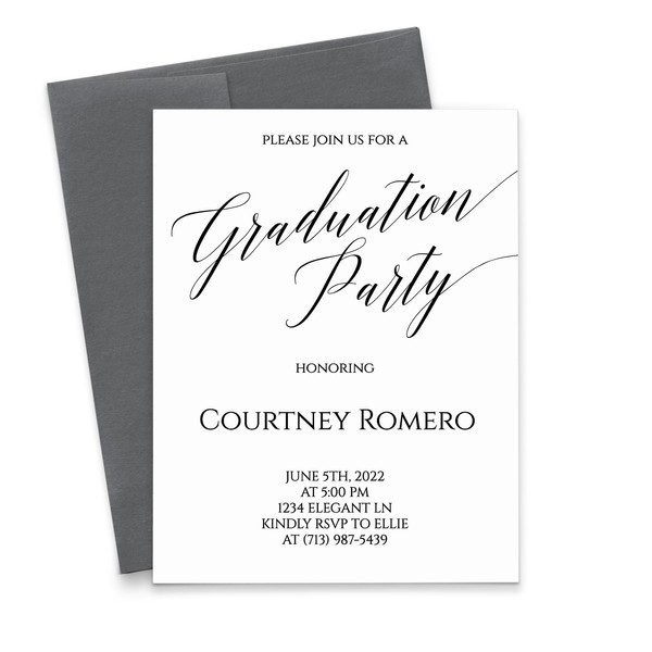 Elegant Graduation Party Invites, Simple Graduation Party Invitations Personalized, Modern