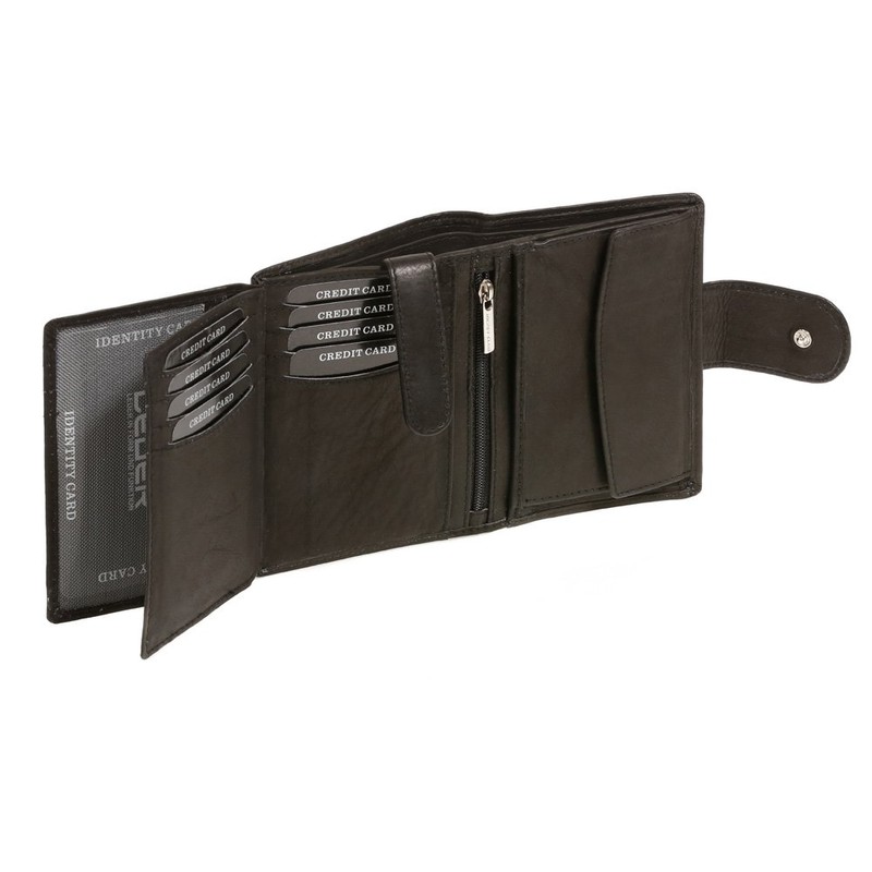 Wallet with outside lock LEAS, Genuine Leather, black - ''LEAS
