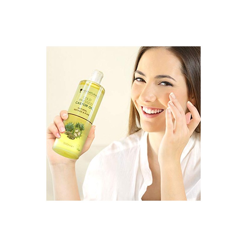 PraNaturals Cold Pressed Castor Oil - 100% Natural Vegan Purity,