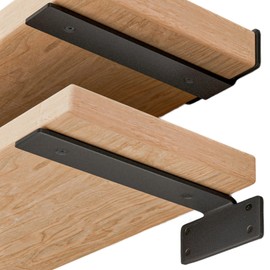 Shelf Brackets Floating Shlef Brackets 8-Inch 6-Packs, 1/5-Inch Thick Heavy Duty Shelving Brackets for Wood Shelves, 8" Hidden Black Metal L Bracket Shelf Bracket Supports with 160 Lbs Load Capacity
