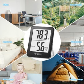 DOQAUS Digital Hygrometer Indoor Thermometer, Humidity Meters, Room Thermometer and Humidity Gauge with Accurate Temperature Humidity Monitor for Home, Greenhouse, Baby Room, Mini Weather Station Gift