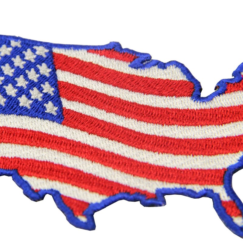 EmbTao USA Map Shape American Flag Embroidered Iron On Sew