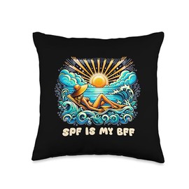 SPF is My BFF; Sunscreen, Tanning, Summer Sun Throw Pillow