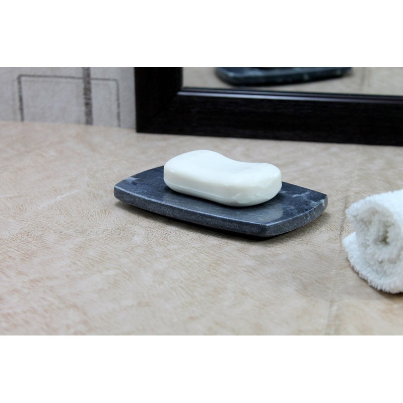 KLEO 中性色の天然石の丸い石鹸の皿 - バスルーム、キッチンまたはリビングルームの洗面台用のバスアクセサリー