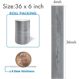 Lareko 6 Sq.Ft,Wood Peel and Stick Floor Tiles,4 Pack Grey Vinyl Flooring (No Adhesive Residue) 36"×6" Waterproof and Non-Slip Laminate Flooring for Renters Bathroom, Living Room(Nature Grey)