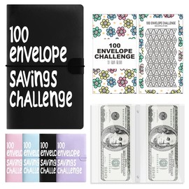 100 Days Money Saving Challenge Coin Envelope Budget Storage Book - Binding Covers With Daily Savings Tracker, Habit-Forming System, And Cash Savings Goal Of $5050 Develop A Consistent Savings Habit:_Black