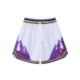 DIOTSR Mens Basketball Shorts, Athletic Graphic Shorts, Mesh Running Streetwear Shorts (Mountains-White,Medium)