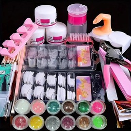 23 in 1 Acrylic Nail Kit for Beginners, 12 Color Glitter Acrylic Powder & Nail Extensions Professional Nails Kit, Manicure Tools for Women