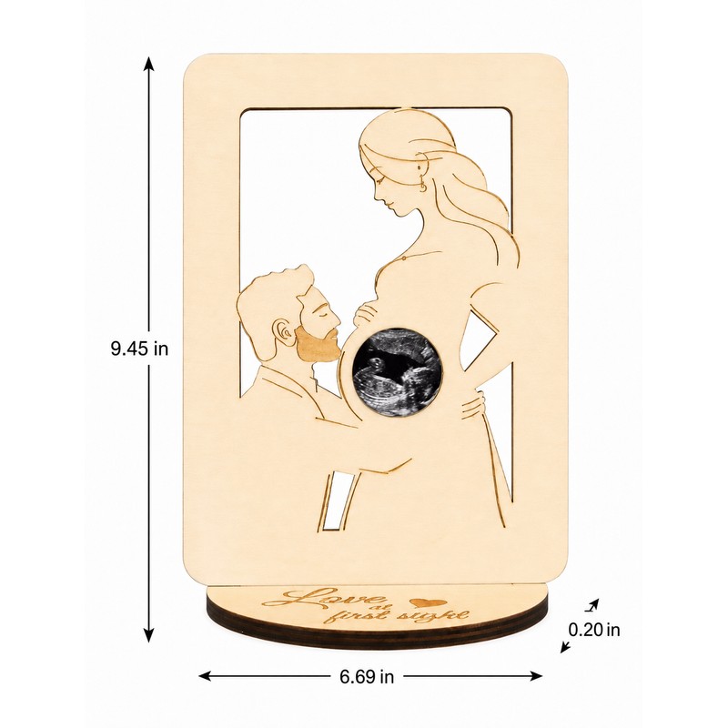 Baby Ultrasound Photo Frame for Pregnancy Keepsake - Wooden Sonogram