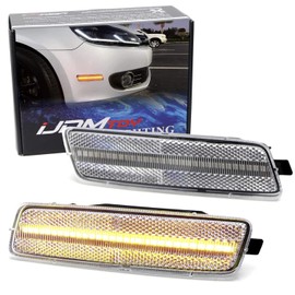 iJDMTOY Semi-Clear Lens Amber Full LED Bumper Side Marker Light Kit Compatible With Volkswagen 2010-2014 MK6 Golf Hatchback, Jetta Sportwagen, Powered by 40-SMD LED Replace OEM Amber Sidemarker Lamps