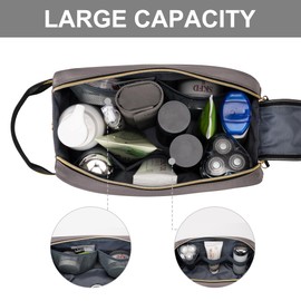 BAFAMYE 4.9L Travel Toiletry Bag For Men Women - TSA Approved - Double Side Full Open Design, Shaving Bag For Toiletries And Shaving Accessories For Long Travel, Grey 1.3 GAL