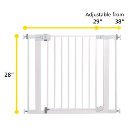 Safety 1st Easy Install Baby Gate for Doorways, Auto-Close Pressure-Mounted Magnetic Latch, Indoor Dog Gates, No Drilling, Fits 29"-38", White