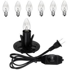 Venforze Himalayan Salt Lamp Cord Replacement with Dimmer Switch and E12 Halogen Salt Lamp Bulbs(6-Pack), 5 Feet Salt Lamps Cords with Base Assembly