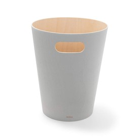 Umbra Woodrow 2 Gallon Modern Wooden Trash Can, Wastebasket, Garbage Can or Recycling Bin for Home or Office, Grey