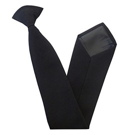 Great British Tie Club Men's Plain Black Clip On Tie