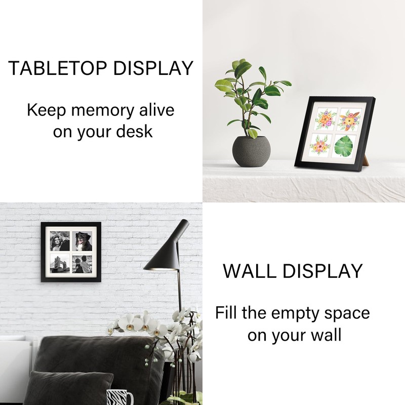 AEVETE 3x3 Picture Frame Collage 4 Opening 8x8 Picture Frames