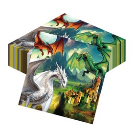 Yoyuspy Dragon Birthday Party Napkins Decorations, Disposable Paper West Dragon Napkins Supplies Pack of 50, Cool Baby Shower Party Decor Size 6.5 Inch