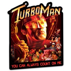 Turbo Man - Arnold Schwarzenegger -  Christmas movie Collage style type MAGNET