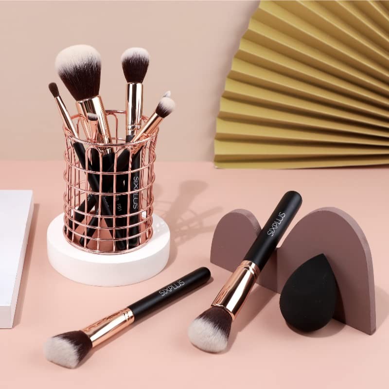 Noble Gold Makeup Brush 11 Piece Set With Brown Cosmetic