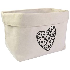 Azeeda Large 'Leopard Print Heart' Canvas Organiser/Storage Bag (OR00016900)