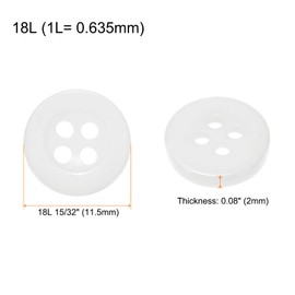 HARFINGTON 100pcs 18L Sewing Buttons 15/32"(11.5mm) Resin Round Flat 4-Hole Craft Replacement Buttons for Coats Sewing Clothing and DIY, White