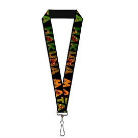 Buckle-Down unisex adults Lanyard - 1.0" Hakuna Matata Black/Lion King Scenes Key Chain, Multicolor, One Size US