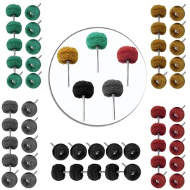 50Pcs Abrasive Buffing Wheels, 1 Inch Buffing Polishing Wheel Set with 1/8 Inch Shank, 10Pcs Each of 120 180 320 400 800 Grit Souring Pad Abrasive Polishing Wheel for Rotary Tool, Rust Removal