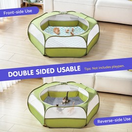 Pawaboo Washable Pee Pads for Dogs, 2 Pack 43in Pet Absorbent Hexagon Mats Reusable Dog Playpen Liner, Waterproof Small Animals Cage Tent Pee Pad with Soft Fleece, Indoor/Outdoor Pet Fence Mat, Blue