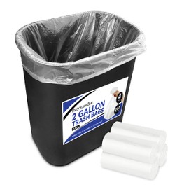 Stock Your Home Clear 2 Gallon Trash Bag (200 Pack) Un-Scented Small Garbage Bags for Bathroom Can, Mini Waste Basket Liner, Plastic Liners for Office Trashcan and Dog Poop, Bulk Household Supplies