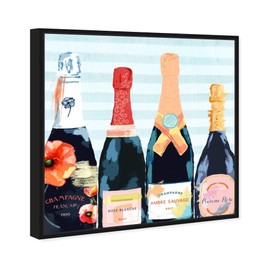The Oliver Gal Artist Co. Drinks and Spirits Framed Wall Art Canvas Prints Flower' Champagne Home Décor, 16 in x 16 in, Blue, Orange