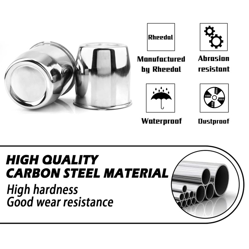 Rheedal 2Pcs 3.13inch Trailer Wheel Center Caps Push Through 3.13"