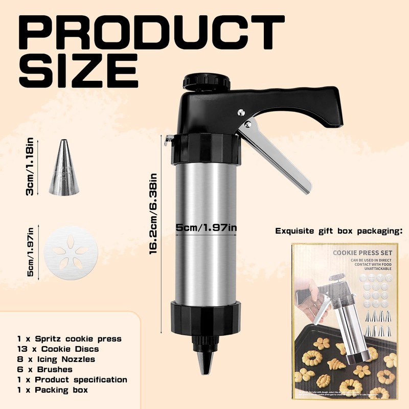 Cookie Press, Cookie Press Gun for Baking, Spritz Cookie Press,