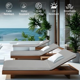 Iheqard Outdoor Chaise Lounge Cushions for Patio, 71"x22"x3" Lounge Chair Cushions, Waterproof Replacement Seat Cushions for Outdoor Furniture (Grey, 1 Pcs)