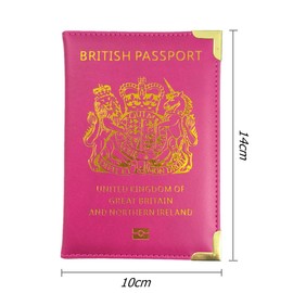 SamHeng British Passport Holder, Portable UK Passport Cover for Women Men, PU Leather Travel Wallet Case Organiser for Passport Credit Cards Boarding Passes (Hot Pink)