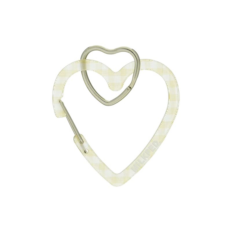 Milkfed NEO Heart Carabiner GINGHAM Women's Key Chain, beige