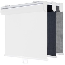 TOVALOR Cordless Roller Shades for Windows,Light Filtering Pull Down Blinds,Solar Screen Door Blinds,Flame Retardant UV Protection Fabric for Home Office (14" W x 72" H,Solar White)