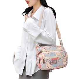 FAVORTALK Crossbody Bag for Women Nylon Shoulder Handbags - Waterproof Multi Pocket Cross-body Bags Oxford Multi-function Lightweight for Work Holiday - B36225