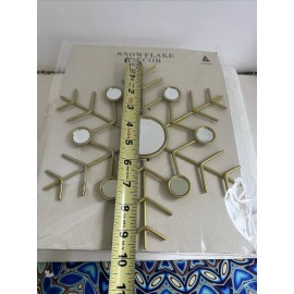 Snowflake Wall Art 10” X 10” Gold Tone With Mirrors (5 Available)