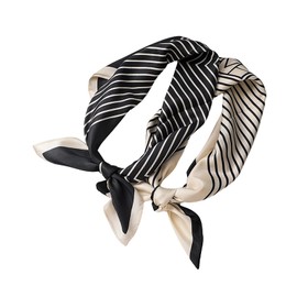 NCDUANSAN Retro small silk scarf girl heart spring and summer narrow ribbon headband headband bag decoration long scarf headdress (vintage scarf 2pcs)