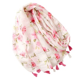 FAIRYGATE Scarves for Women Neckerchief Head Scarf with Tassels Scarf, beige