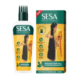 Sesa Ayurvedic Hair Oil for Hair Fall and Hair Growth 5000 Year Old Kshir Pak Vidhi, Bhringraj & 17 Rare Herbs with 5 Nourishing Oils All Hair Types NO Mineral Oil 100 ml (Pack of 1)
